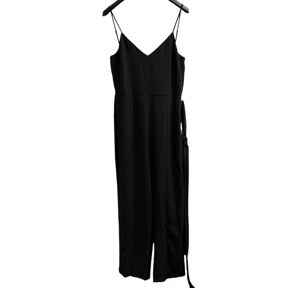 Dress The Population Sam Jumpsuit Womens XXL‎ Black Crepe Wide Slit Leg Event